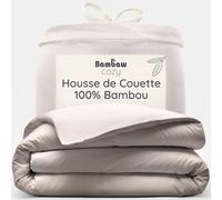 Bambaw Housse de Couette 260x240 Bambou, Housse de Couette Anti Acarien et Hypoallergénique, Drap Viscose de Bambou, Literie Rafraîchissante et Respirante, Draps de Lit 2 Personnes (Sable)