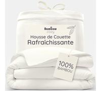 Bambaw Housse de Couette Bambou 135x200 cm, Drap Anti Acarien et Anti Transpiration, Drap en Bambou Durable, Housse de Couette Hypoallergénique et Respirante, pour 1 Personne (Ivoire)