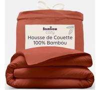 Bambaw Housse de Couette Bambou 135x200 cm, Drap Été et Hiver, Drap en Bambou, Anti Acarien et Hypoallergenique, Housse de Couette Luxe, Respirante et Refroidissante, pour 1 Personne (Terracotta)
