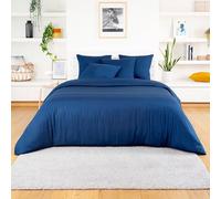 Bambaw Housse de Couette Bambou 155x220 cm, Drap Anti Acarien et Respirant, Drap Bambou Rafraichissant et Durable, Housse de Couette Hypoallergénique pour 1 Personne (Bleu Marine)