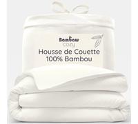 Bambaw Housse de Couette Bambou 155x220 cm, Housse de Couette Anti Acarien et Refroidissante, Drap en Bambou Hypoallergenique, Draps Rafraichissant pour 1 Personne (Ivoire)