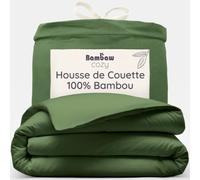 Bambaw Housse de Couette Bambou 220x240 cm, Draps Rafraichissant, Anti Acarien et Anti Allergie, Drap en Bambou Respirant, Housse de Couette Douce, pour Été et Hiver, pour 2 Personnes (Olive)