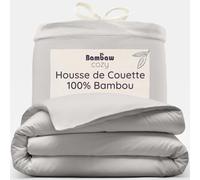 Bambaw Housse de Couette Bambou 240x220 cm, Housse de Couette Douce, Rafraichissante et Anti Acarien, Drap en Bambou Respirant et Hypoallergénique, Drap Fraicheur pour 2 Personnes (Gris)