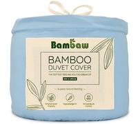Bambaw Housse de Couette Bambou 240x260 cm, Housse de Couette Anti Acarien, Respirante et Fraiche, Drap Viscose de Bambou, Drap Rafraichissant pour 2 Personnes (Bleu Clair)