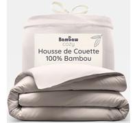 Bambaw Housse de Couette en Bambou 220x240 cm, Drap en Fibre de Bambou, Housse de Couette Douce et Rafraichissante, Drap Hypoallergénique, Anti Acarien et Durable, pour 2 Personnes (Sable)