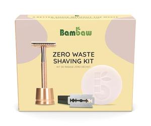 Bambaw Kit Rasage pour Femme Zéro Déchet - Rasoir de Sureté Femme avec Support, 10 Lames et Savon de Rasage à l’Abricot, Coffret Cadeau