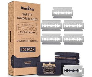 Bambaw Lame de Rasoir de Surete Femme & Homme - Pack de 100 Lames de Rasoir de Sureté, En Acier Inoxydable Suédois, Pour un Rasage Manuel Doux & Précis