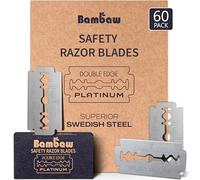 Bambaw Lame Rasoir de Sureté Homme & Femme - Pack de 60 Lames de Rechange pour Rasoir de Surete, En Acier Inoxydable Suédois, Pour un Rasage Manuel Précis
