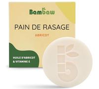 Bambaw Pain de rasage per donne, Savon de Rasage Solide à l'Huile d'Abricot & Vitamine E, Tous Types de Peau, Savon Artisanal & Vegan, Parfum Abricot (80 g)