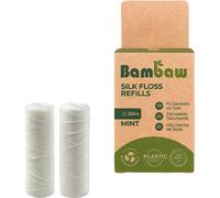Bambaw Recharge Fil Dentaire Soie | Fil Dentaire Ciré | Cire de Candelilla | Fil Dentaire Bio | Fil de Soie Dentaire | Dental Floss | Fil Dentaire Menthe | 2x50 Mètres de Recharges