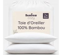 Bambaw Taie d'Oreiller en Bambou 80x80 cm, Lot de 2, Taie d'Oreiller Anti Acné, Drap Bambou Rafraichissant, Bon pour les Cheveux et le Visage, Anti Acariens Literie, Drap Fraicheur (Blanc)