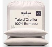 Bambaw Taie Oreiller 40x60 Bambou, Lot de 2, Taie Oreiller Anti Transpiration et Thermorégulatrice, Douce pour Les Cheveux et Le Visage, Drap Anti Acarien et Antiallergique (Sable)