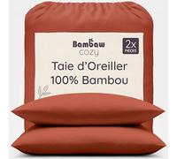 Bambaw Taie Oreiller 65x65 Bambou, Lot de 2, Taie d'oreiller Anti Transpiration et Antibactérienne, Drap Bambou Rafraichissant, Anti Acariens Literie, Drap Fraicheur et Thermorégulateur (Terracotta)