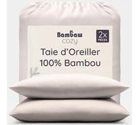 Bambaw Taie Oreiller 80x80 Bambou, Lot de 2, Taies d'Oreillers en Bambou Durable, Bon pour Les Cheveux et Le Visage, Drap Refroidissant et Anti Acarien, Drap Fraicheur (Sable)