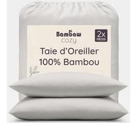 Bambaw Taie Oreiller Bambou 80x80 cm, Lot de 2, Drap en Bambou Durable, Taie d'oreiller Rafraichissante et Hypoallergénique, Linge de Lit Anti Acarien, Drap Fraicheur Été et Hiver (Gris)