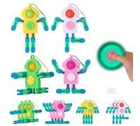 Bambebe 12 Pcs Fidget Jouet Robot Toy Brille dans Le Noir, Jouets Sensoriels Jouet de Robot à chaîne Transformable Jouets Anti-Stress(Quatre Couleurs)