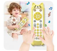 Bambebe Bébé TV Télécommande Son et Lumière Jouet, Jouet Musical éducatif avec Anglais/français/Espagnol, Télécommande du Simulateur de Bébé, Jouets Sonores Sensoriels(Chat Blanc)