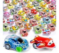 Bambebe Lot de 50 mini jouets de voiture à tirer pour enfants, sac de rangement, véhicule de bébé, pour garçons et filles, course d'œufs de Pâques