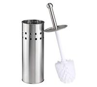 Bambelaa! Brosse WC avec support - En acier inoxydable - Argenté/blanc