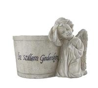 Bambelaa! Pot de Fleurs décoratif en résine de Pierre avec Inscription en Forme d'ange Gris Env. 18 x 11 x 13 cm Résistant aux intempéries Décoration pour cimetière Pierre commémorative