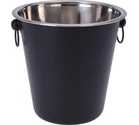 Bambelaa! Seau à champagne en acier inoxydable brillant avec poignées annulaires - Seau à vin - Refroidisseur de bouteille - Noir (diamètre : environ 22 cm)