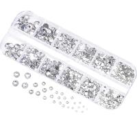 BamBella® Argent - Strass dans une boîte - Ensemble d'outils de strass - Kit d'outils pour strass - Boîte à strass - Boîte à pierre pailletée - Pour nail art - Couture