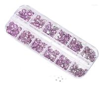 BamBella® Lilas - Strass dans une boîte - Kit d'outils de strass - Boîte à strass - Boîte en pierre pailletée - Nail art - Bricolage à coudre