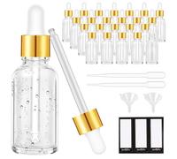 Bamberg Flacon Compte-Gouttes en Verre, Paquet de 24 Flacons en Verre Transparent Vides avec 2 Entonnoirs et 2 Longues Pipettes, Flacons Compte-Gouttes de 30 Ml