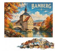 Bamberg Puzzle Bois Cadeau, Adultes, 1000 pièces | Présent du Nouvel An avec activité autour de la table sur plusieurs sessions.