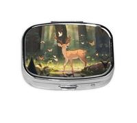 Bambi Boîte à pilules carrée de voyage portable (2 compartiments), boîte de rangement pour médicaments et vitamines
