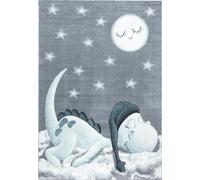 Bambi Dinosaure Endormi tapis chambre d'enfant poils ras rectangle 200x290cm bleu