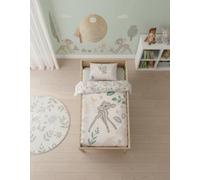 Bambi Housse de Couette Bébé 100x140 + Taie 40x60 Coton Rose Pastel Forêt