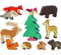 Bambilino Lot de 11 figurines d'animaux de la forêt en bois