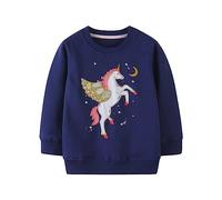 Bambin Pull Filles Sweatshirt Vêtements pour Filles Enfants Sportswear Licorne Jumper Pullover T Shirt Bleu Atomne Taille 3-4 Ans 4T Cadeaux De Action de grâces Action de grâces Noël Cadeaux