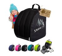 BAMBINI WELT Sac à dos pour bottes de ski pour enfant - Sac à dos avec surface de support intégrée - Sac à dos de ski en Cordura robuste - Espace pour bateaux, casque, lunettes de ski et gants (noir