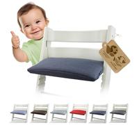 BambiniWelt by Rafael K. Housse de rechange [Lot de coussins d'assise] Réducteur de siège compatible avec Stokke Tripp Trapp pour chaise haute modèle 3 (1 pièce chiné marine)