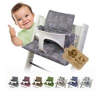 BambiniWelt by Rafael K. Housse de rechange [Lot de coussins de siège] Réducteur de siège compatible avec Stokke Tripp Trapp pour chaise haute modèle 2 (figurines grises)