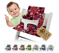 BambiniWelt by Rafael K. Housse de rechange [Lot de coussins de siège] Réducteur de siège compatible avec Stokke Tripp Trapp pour chaise haute modèle 2 (chats rouges)