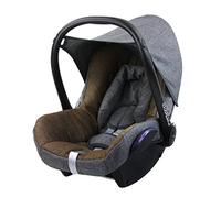 BAMBINIWELT Housse de rechange, compatible avec Maxi-Cosi CabrioFix pour porte-bébé 6 pièces Kit complet en mélange de polyester de qualité supérieure (gris chiné/marron clair)
