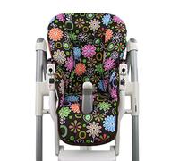 Bambiniwelt Housse de rechange pour coussin d'assise compatible avec Peg Perego Prima Pappa-Diner (fleurs multicolores marron)