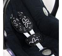 BAMBINIWELT Lot de coussinets de ceinture universels pour siège de voiture, compatible avec Maxi Cosi Cybex Design (Flowers noir)