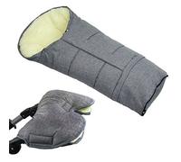 BAMBINIWELT MUFF + chancelière d'hiver en laine d'agneau pour poussette, poussette, traîneau MELIÉ (gris foncé)