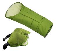 BAMBINIWELT MUFF + chancelière d'hiver en laine d'agneau pour poussette, poussette, traîneau MELIÉ (vert clair)
