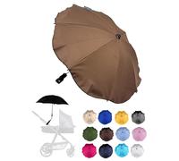 BAMBINIWELT Parasol universel pour poussette, buggy Jogger UV50+, marron, veux dire
