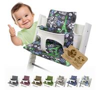 BambiniWelt Tripp Trapp Housse de rechange pour chaise haute Stokke, extra douce, lavable et durable, 2 pièces, avec fermeture , couleur : gris vert Tour Eiffel