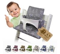 BambiniWelt Tripp Trapp Housse de rechange pour chaise haute Stokke, extra douce, lavable et durable, 2 pièces, fermeture , couleur : figurines grises