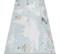 BAMBINO 1163 tapis lavable Carte du monde, monde pour enfants antidérapant - bleu bleu 140x190 cm