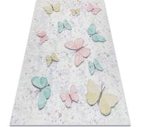 BAMBINO 1610 tapis lavable Papillons pour enfants antidérapant - crème Multicolore 160x220 cm
