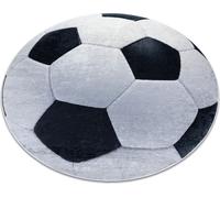BAMBINO 2139 tapis rond lavable - Football pour enfants antidérapant - noir / or cercle noir TAILLE 120 cm