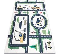 BAMBINO 2223 tapis lavable Street cars pour enfants antidérapant - crème Multicolore 80x150 cm